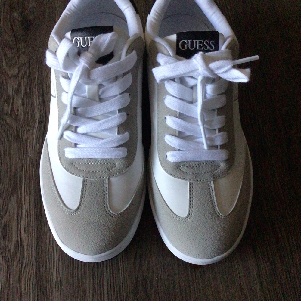 GUESS Women's White and Tan Sneakers